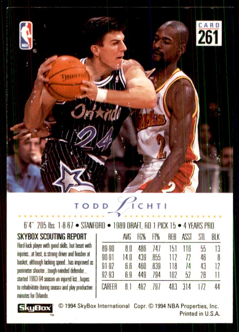 1993-94 SkyBox Todd Lichti Basketball Cards #261