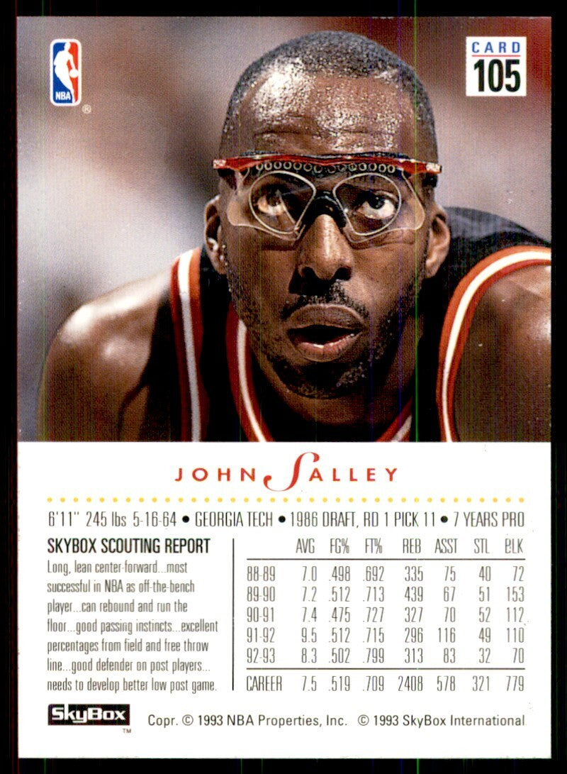 1993-94 SkyBox. John Salley Basketball Cards #105