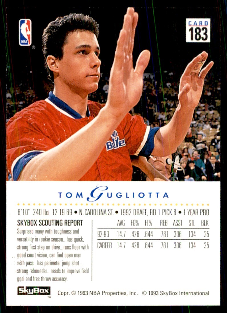 1993-94 SkyBox. Tom Gugliotta Basketball Cards #183