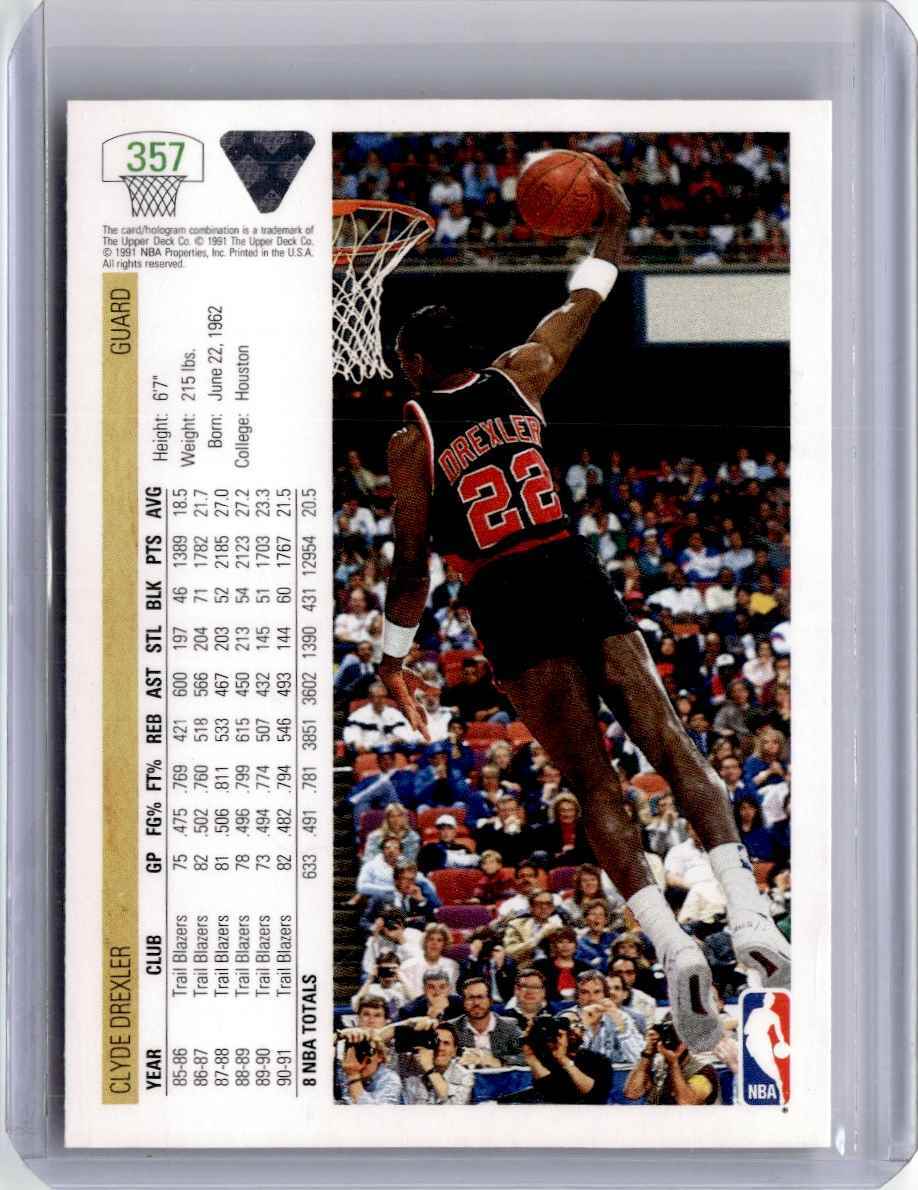 1991-92 Upper Deck Basketball Card Clyde Drexler A Portland Trail Blazers #357