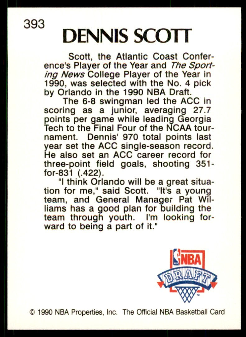 1990-91 Hoops Dennis Scott B Basketball Cards #393