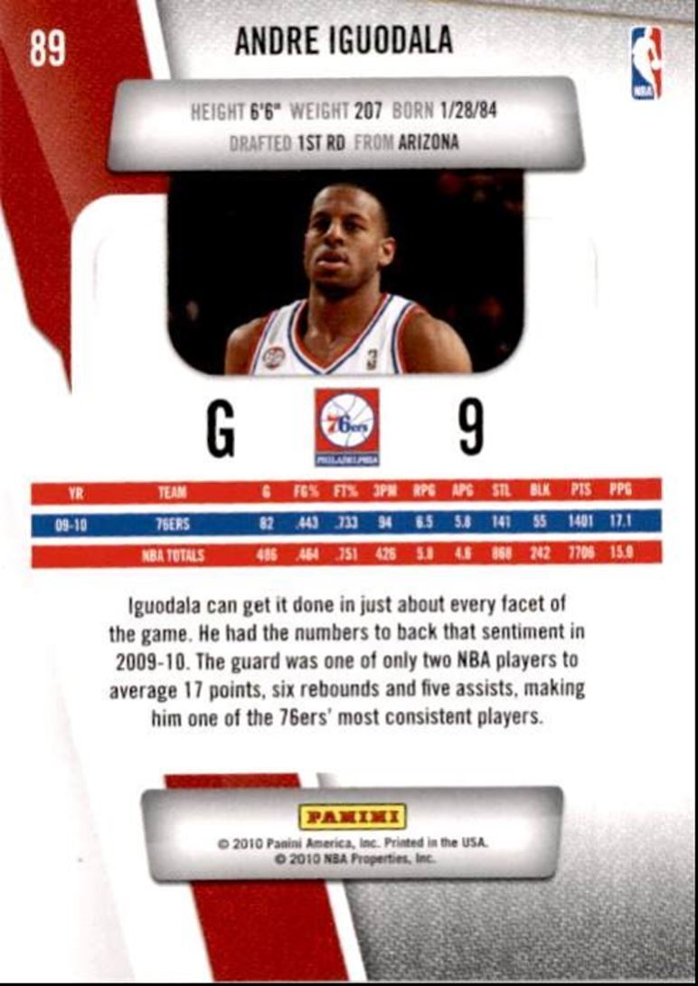 2010-11 Panini Prestige Andre Iguodala , Philadelphia 76ers #89