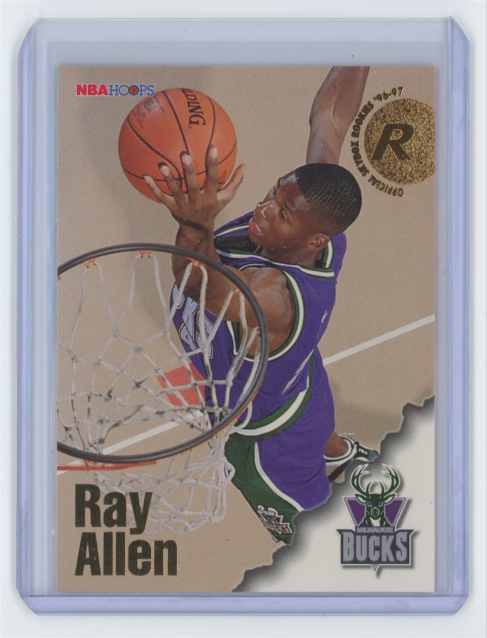 1996-97 NBA Hoops Ray Allen Rookie Basketball Card Milwaukee Bucks #279