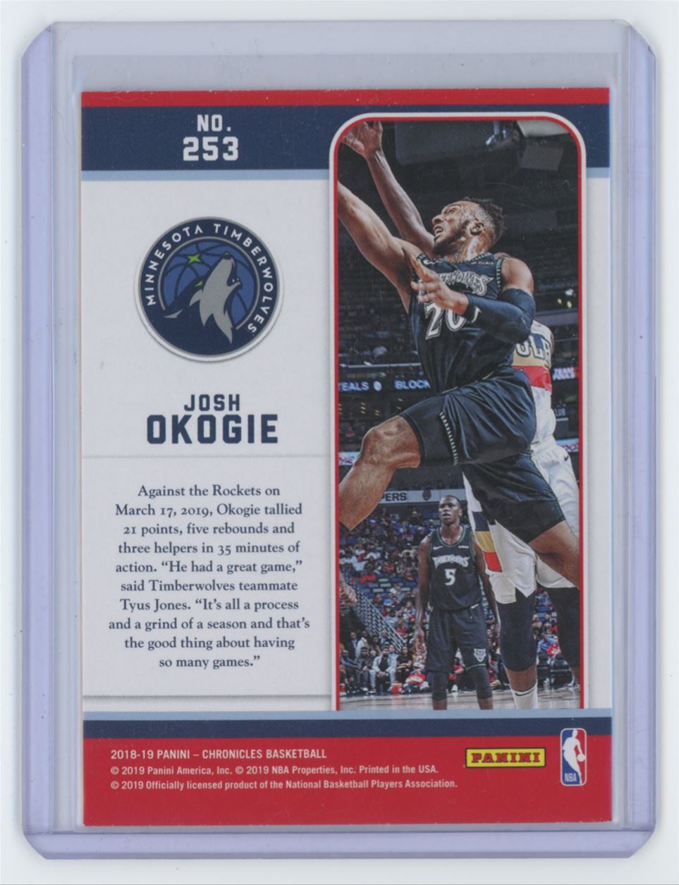 2018-19 Panini Marquee Josh Okogie Rookie Basketball Card Minnesota Timberwolves