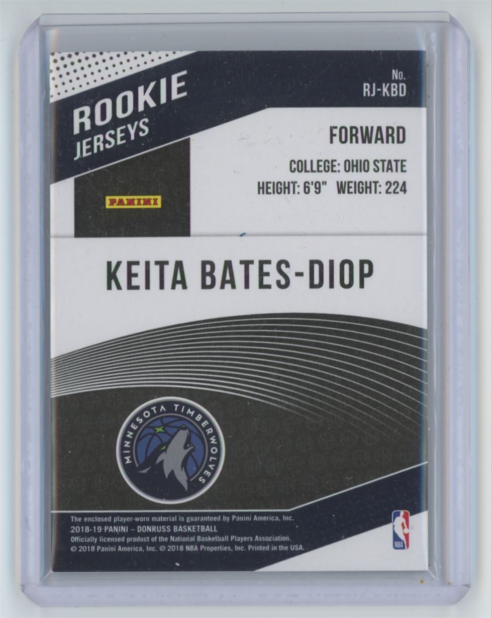 2018-19 Donruss Rookie Jerseys Keita Bates-Diop Minnesota Timberwolves #RJ-KBD