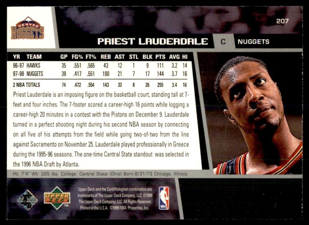 1998-99 Upper Deck Priest Lauderdale Basketball Cards #207