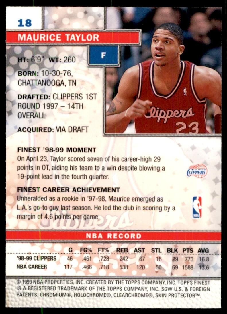 1999-00 Topps Finest Maurice Taylor Basketball Cards #18