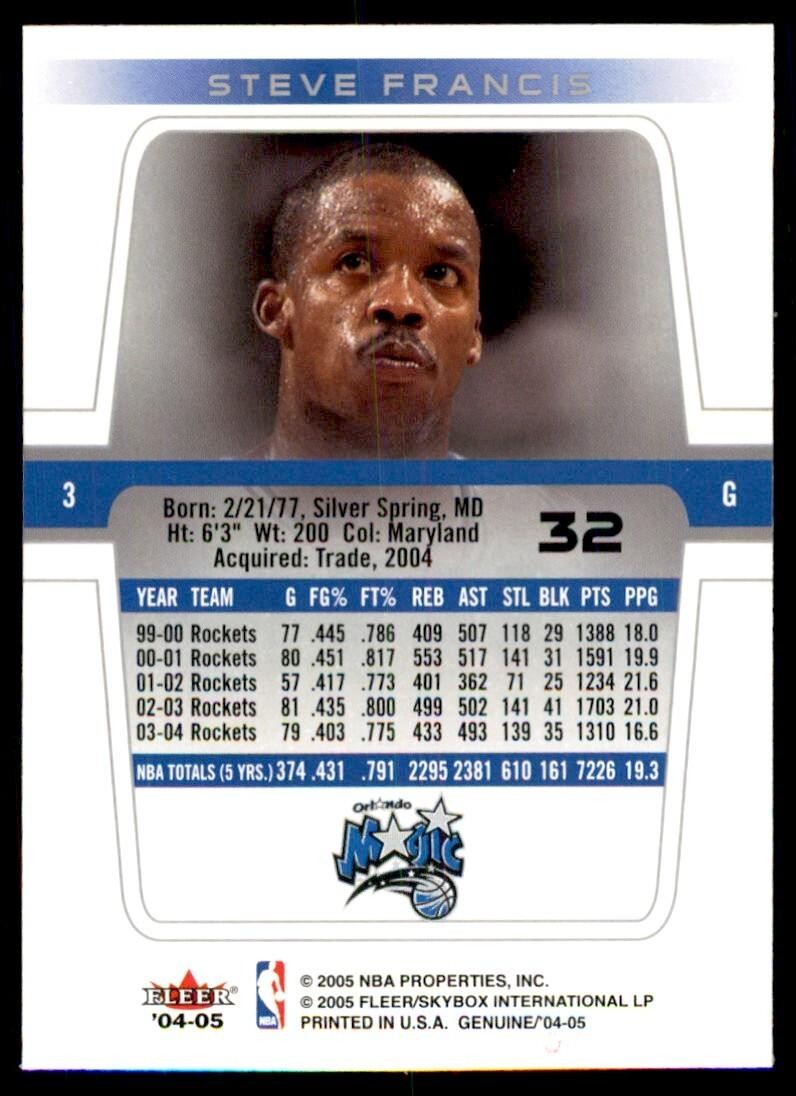 2004-05 Fleer Genuine Steve Francis Basketball Cards #32