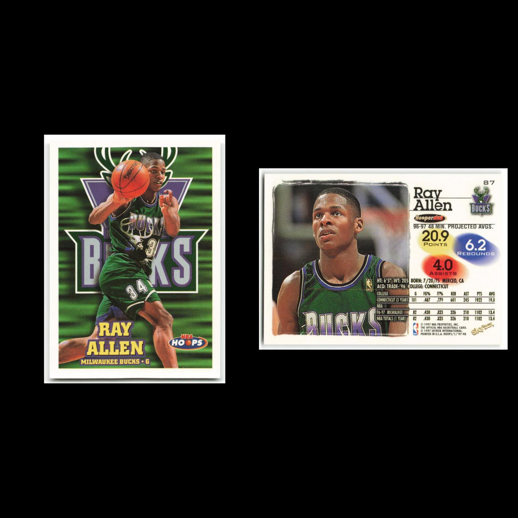 Ray Allen #87 1997 Hoops Milwaukee Bucks Basketball Card NBA NM