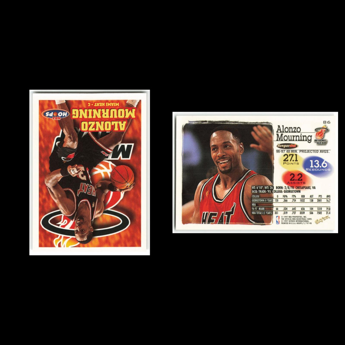 Alonzo Mourning #86 1997 Hoops Miami Heat Basketball Card NBA NM
