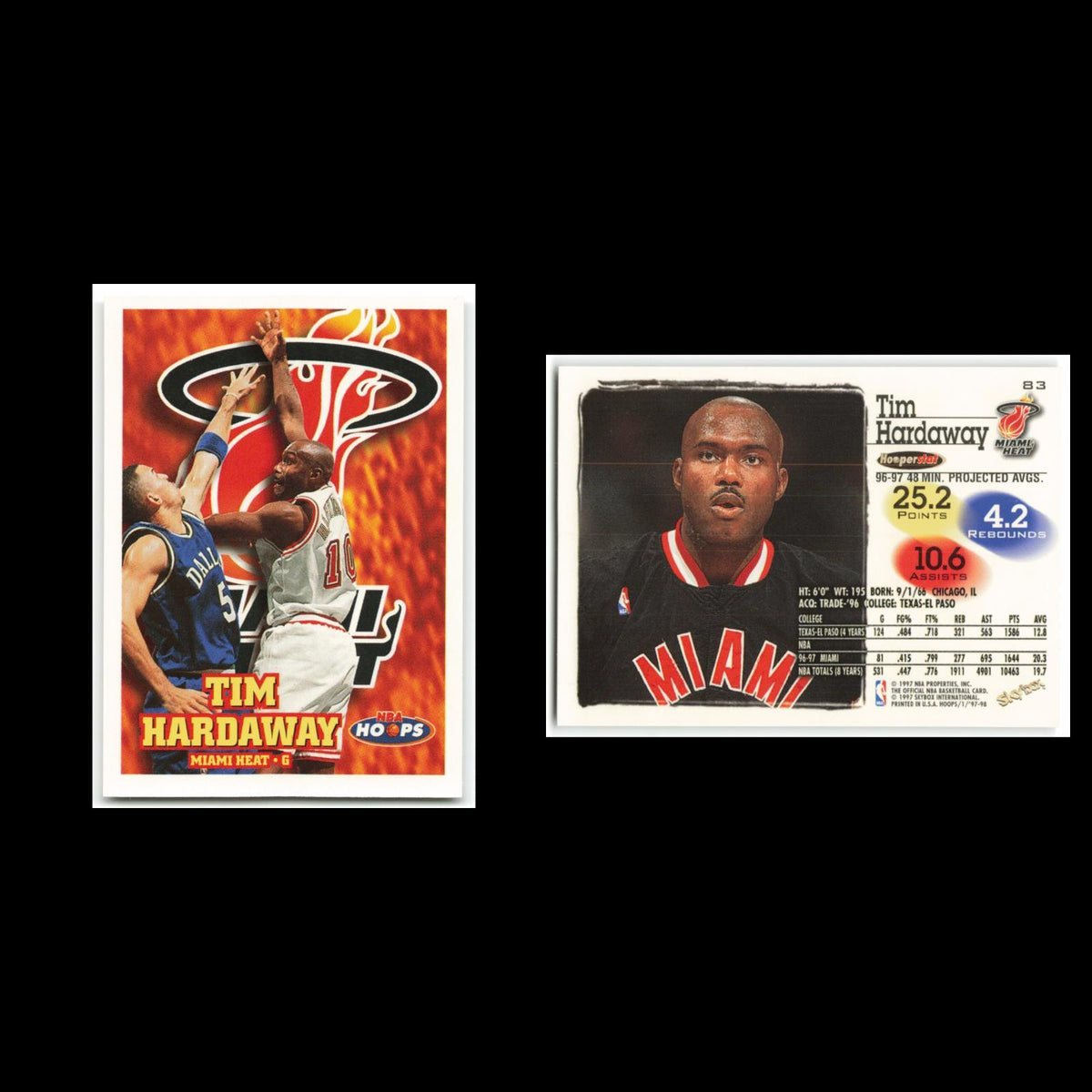 Tim Hardaway #83 1997 Hoops Miami Heat Basketball Card NBA NM