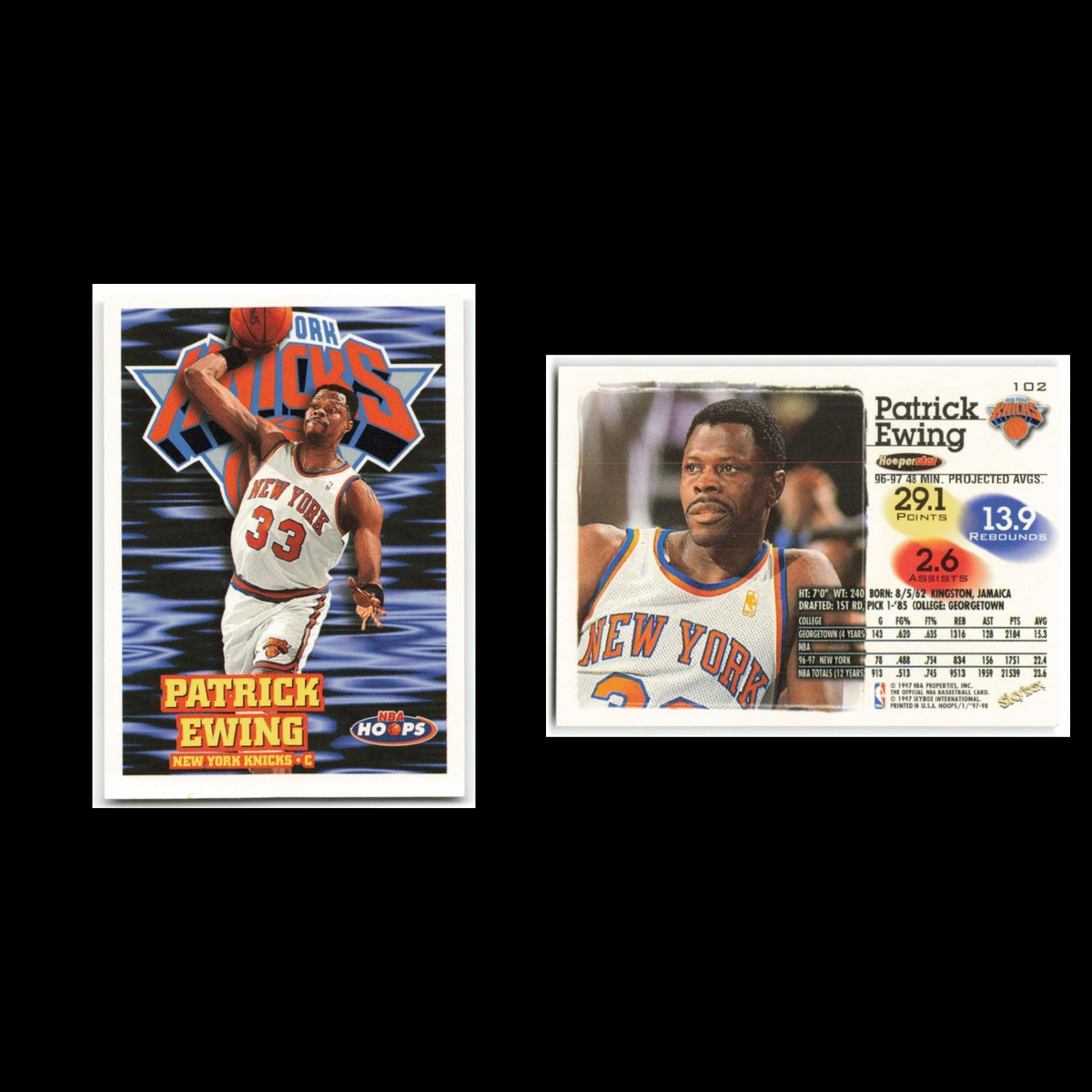 Patrick Ewing #102 1997 Hoops New York Knicks Basketball Card NBA NM