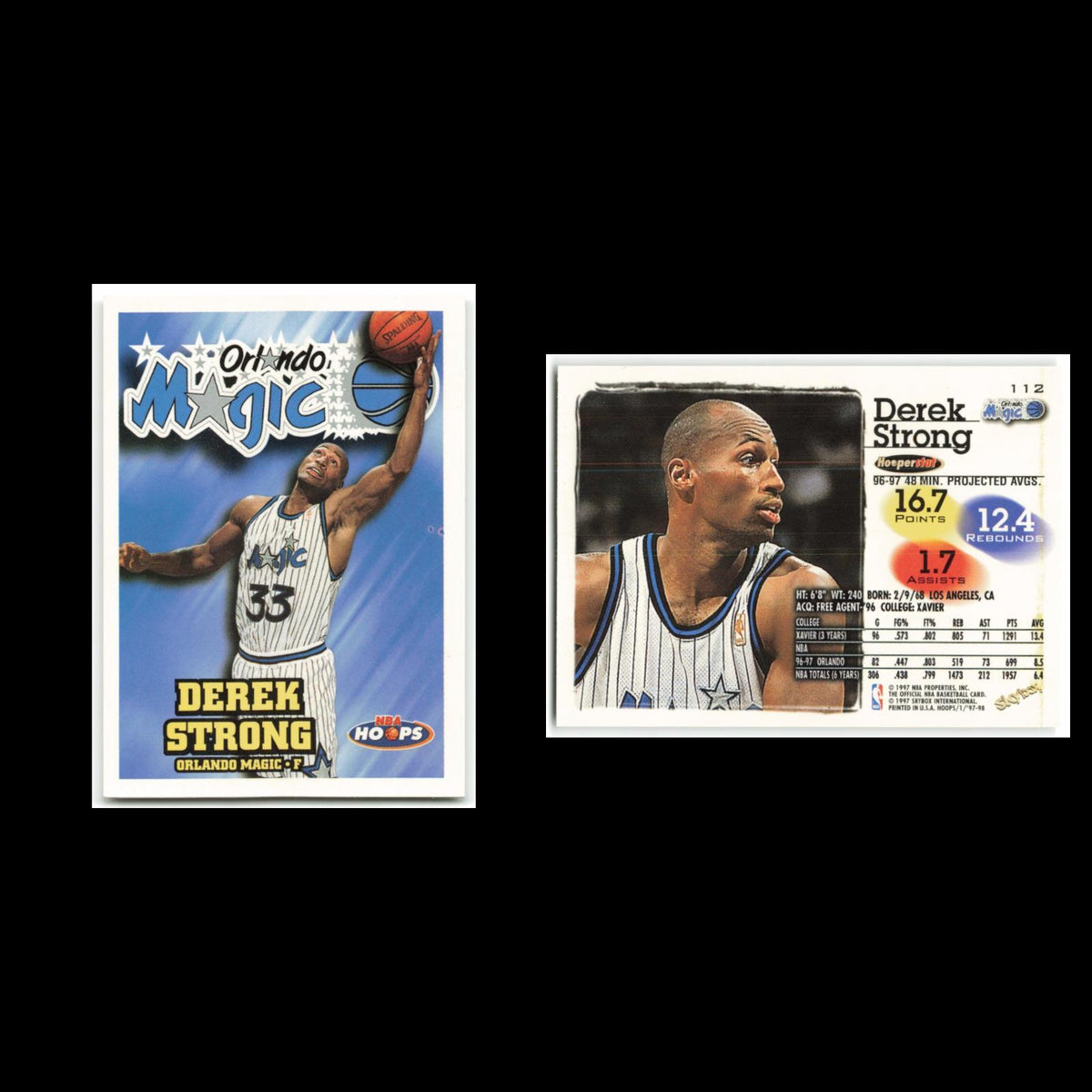 Derek Strong #112 1997 Hoops Orlando Magic Basketball Card NBA NM