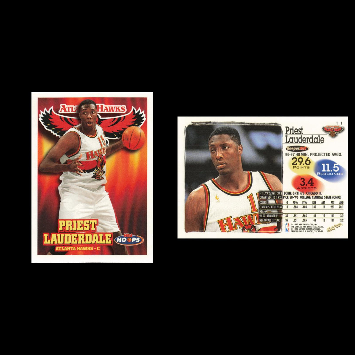 Priest Lauderdale #11 1997 Hoops Atlanta Hawks Basketball Card NBA NM