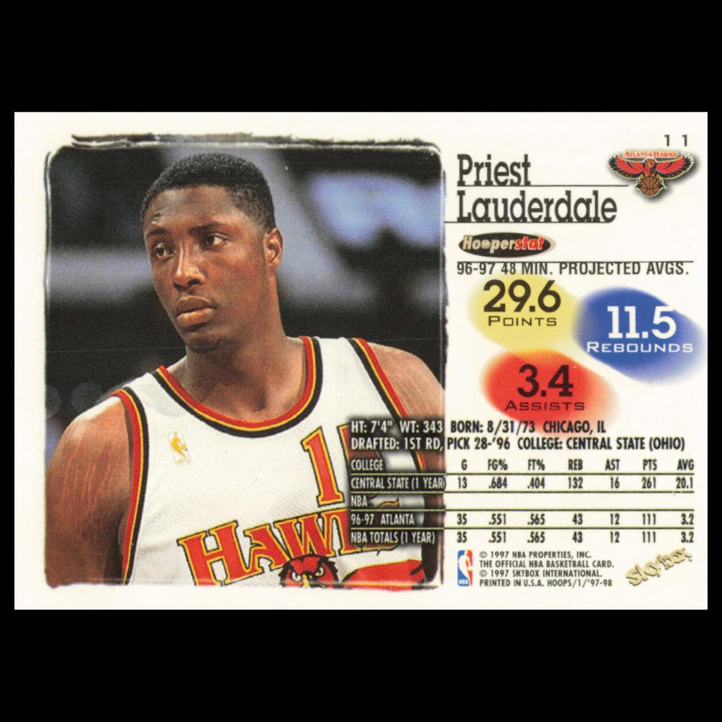 Priest Lauderdale #21 1997 Hoops Atlanta Hawks Basketball Card NBA NM