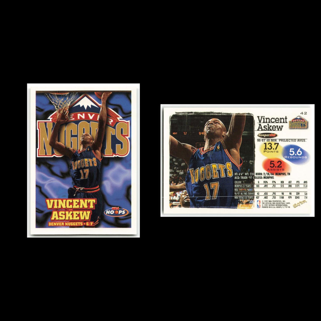Vincent Askew #42 1997 Hoops Denver Nuggets Basketball Card NBA NM