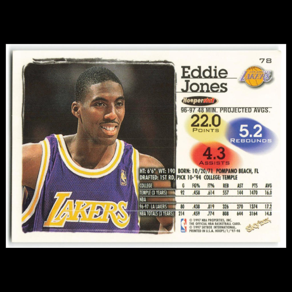 Eddie Jones #78 1997 Hoops Los Angeles Lakers Basketball Card NBA NM
