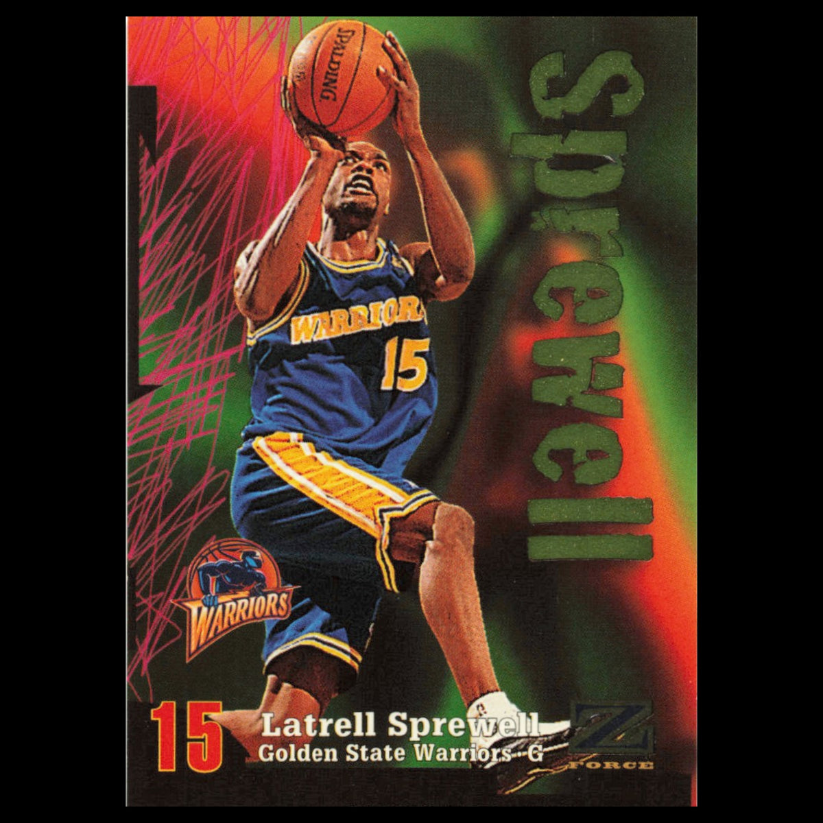 Latrell Sprewell #15 1997 SkyBox Z-Force Golden State Warriors Basketball Card