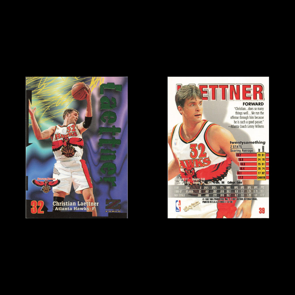 Christian Laettner #39 1997 SkyBox Z-Force Atlanta Hawks Basketball Card NBA NM