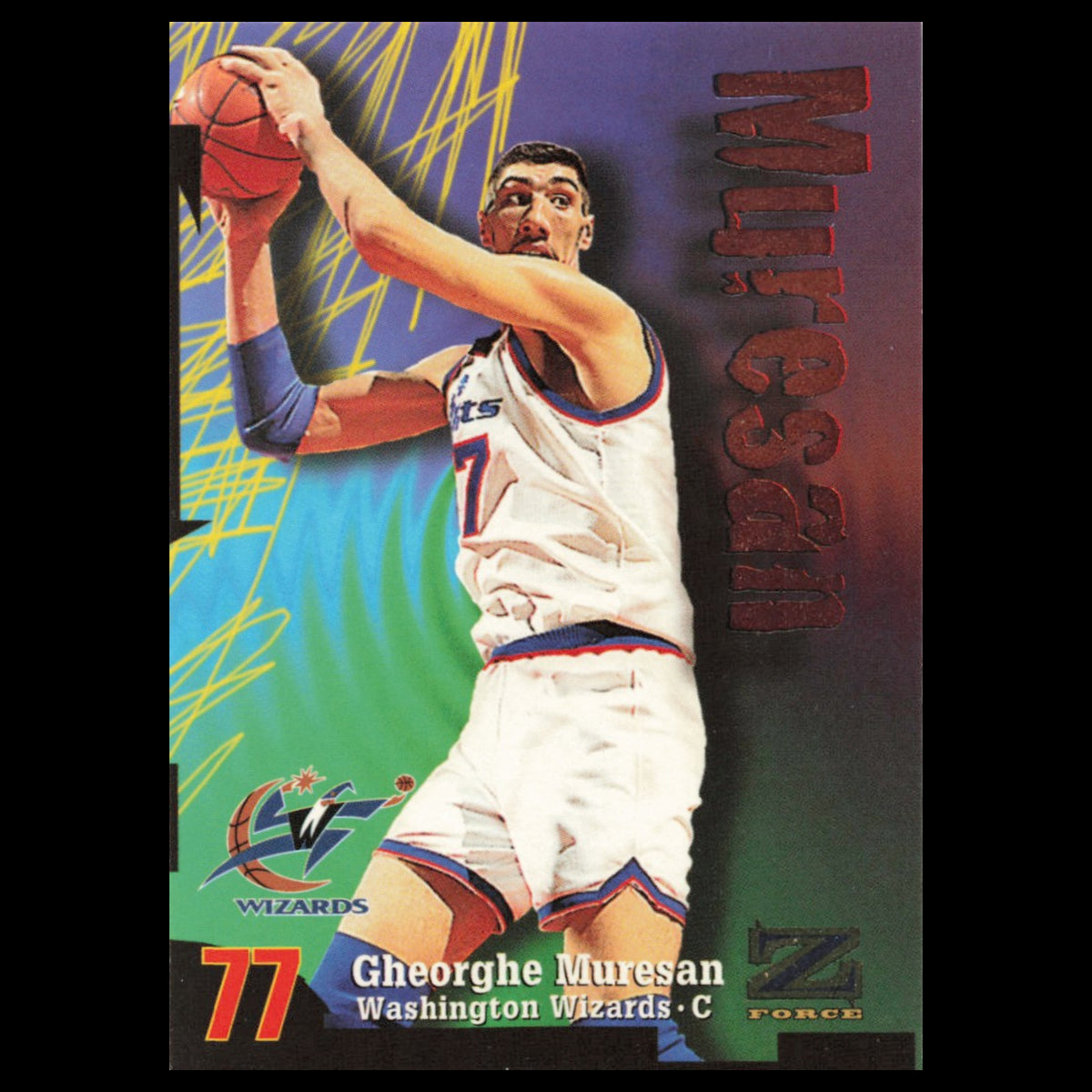 Gheorghe Muresan #77 1997 SkyBox Z-Force Washington Wizards Basketball Card NBA