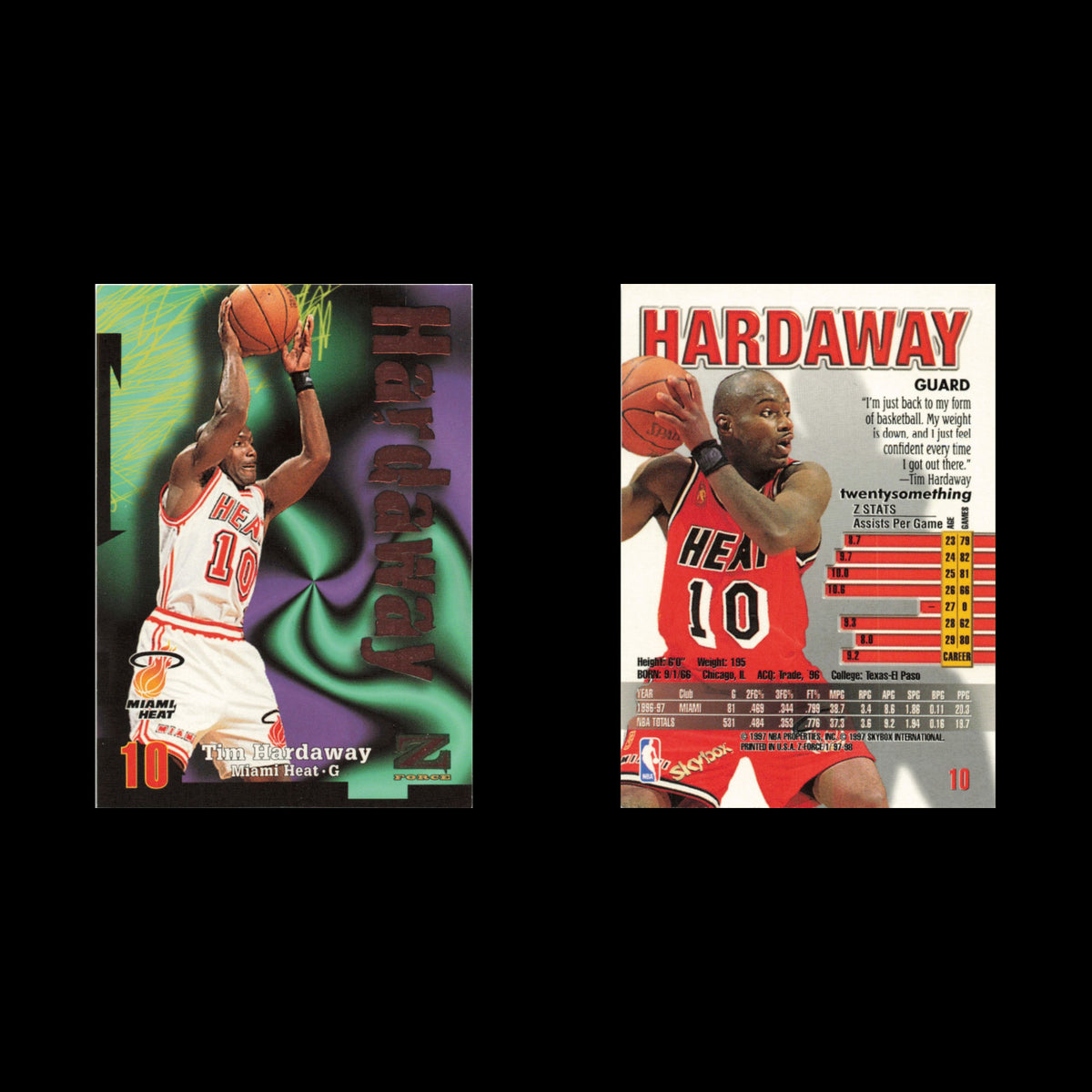 Tim Hardaway #10 1997 SkyBox Z-Force Miami Heat Basketball Card NBA NM