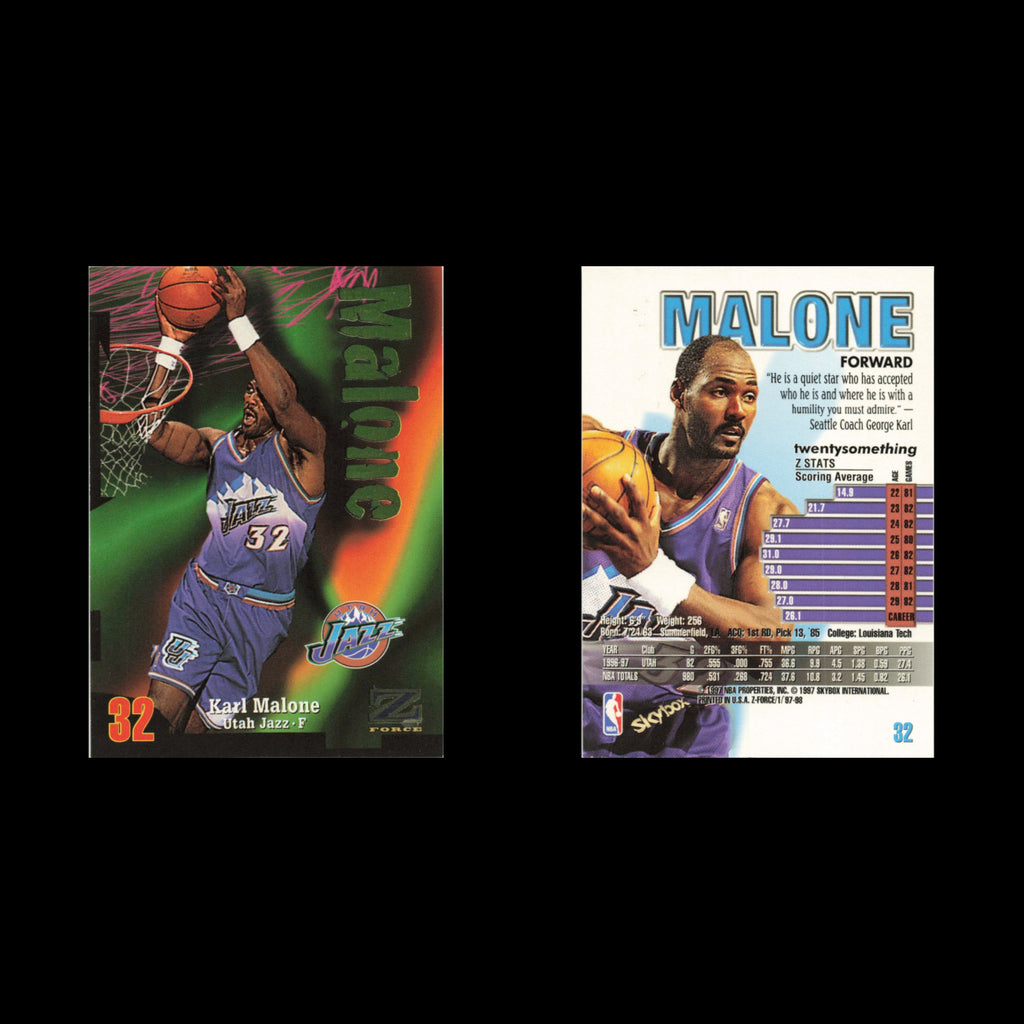 Karl Malone #32 1997 SkyBox Z-Force Utah Jazz Basketball Card NBA NM