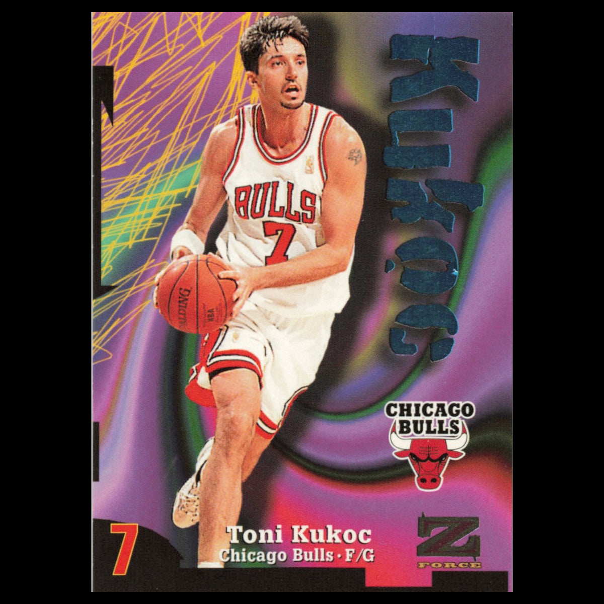Toni Kukoc #49 1997 SkyBox Z-Force Chicago Bulls Basketball Card NBA NM
