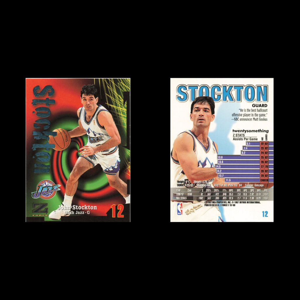 John Stockton #12 1997 SkyBox Z-Force Utah Jazz Basketball Card NBA NM