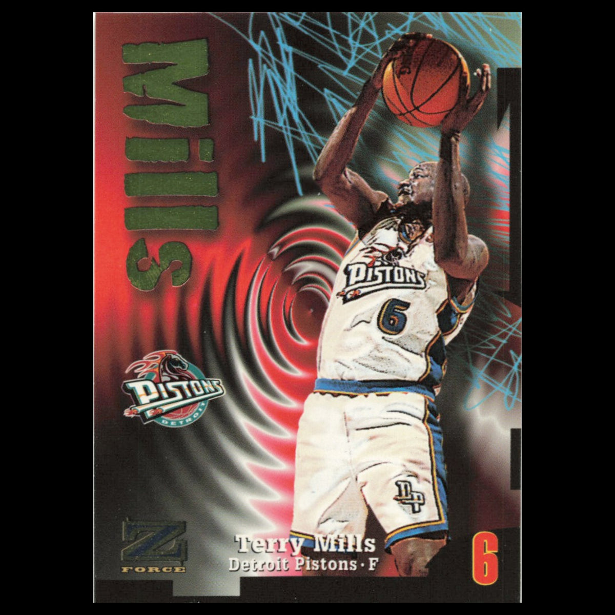 Terry Mills #17 1997 SkyBox Z-Force Detroit Pistons Basketball Card NBA NM