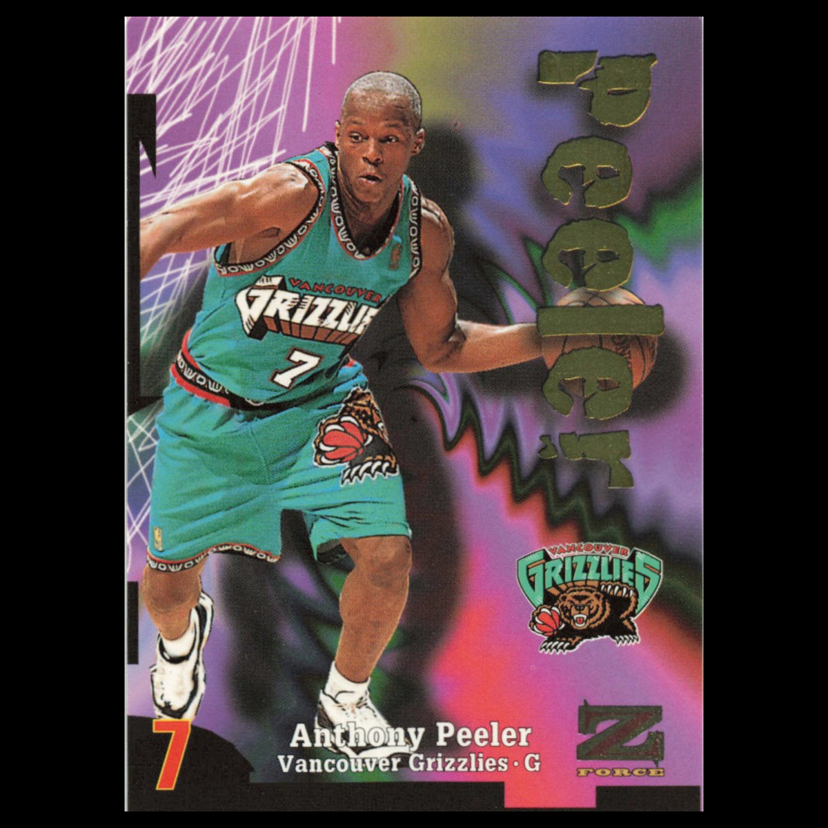 Anthony Peeler #27 1997 SkyBox Z-Force Vancouver Grizzlies Basketball Card NBA