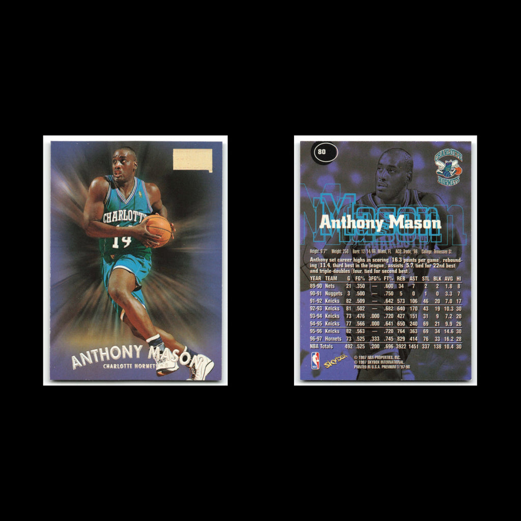 Anthony Mason #80 1997 SkyBox Premium Charlotte Hornets Basketball Card NBA NM