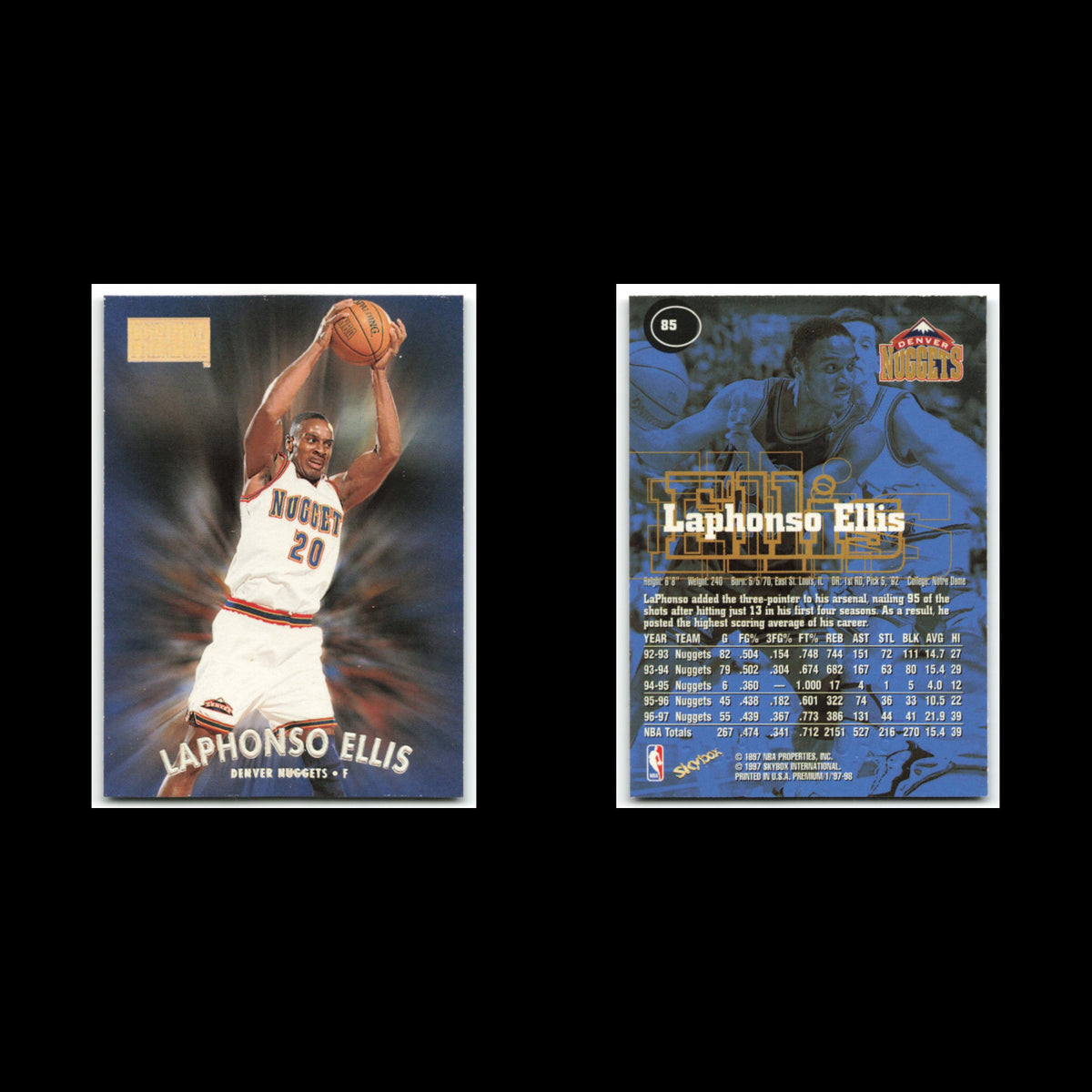 LaPhonso Ellis #85 1997 SkyBox Premium Denver Nuggets Basketball Card NBA NM