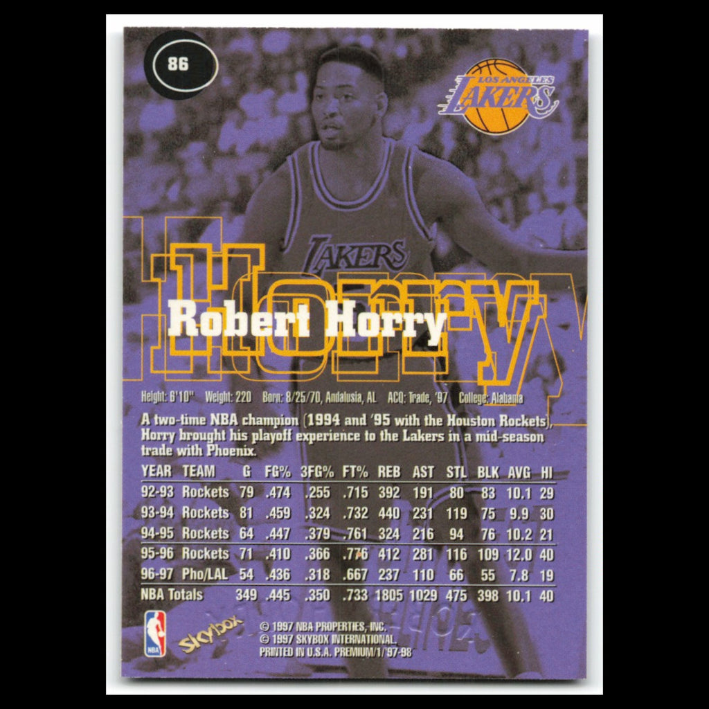 Robert Horry #86 1997 SkyBox Premium Los Angeles Lakers Basketball Card NBA NM