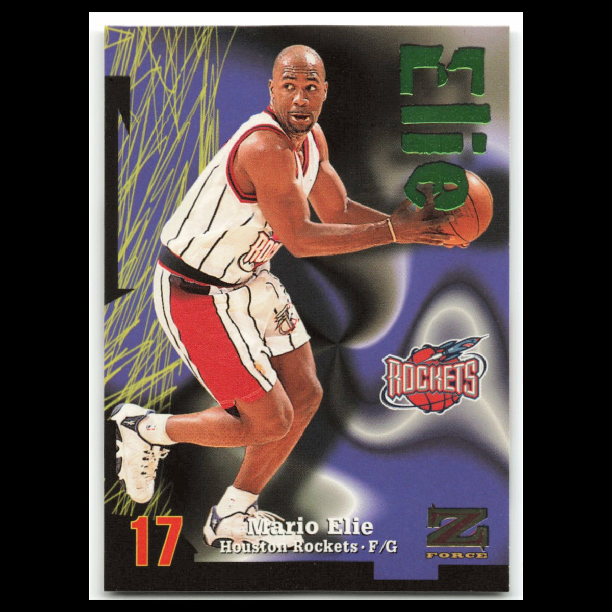 Mario Elie #95 1997 SkyBox Z-Force Houston Rockets Basketball Card NBA NM