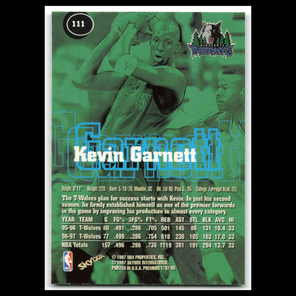 Kevin Garnett #111 1997 SkyBox Premium Minnesota Timberwolves Basketball Card NM