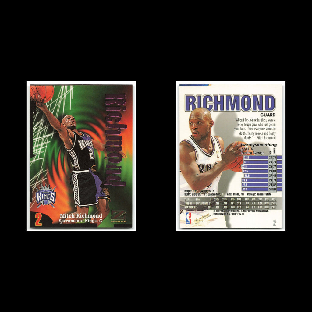 Mitch Richmond #2 1997 Skybox Z-Force Sacramento Kings Basketball Card NBA NM