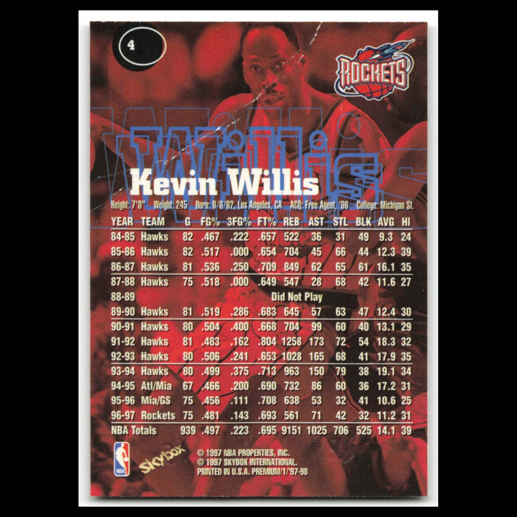 Kevin Willis #4 1997 SkyBox Premium Houston Rockets Basketball Card NBA NM