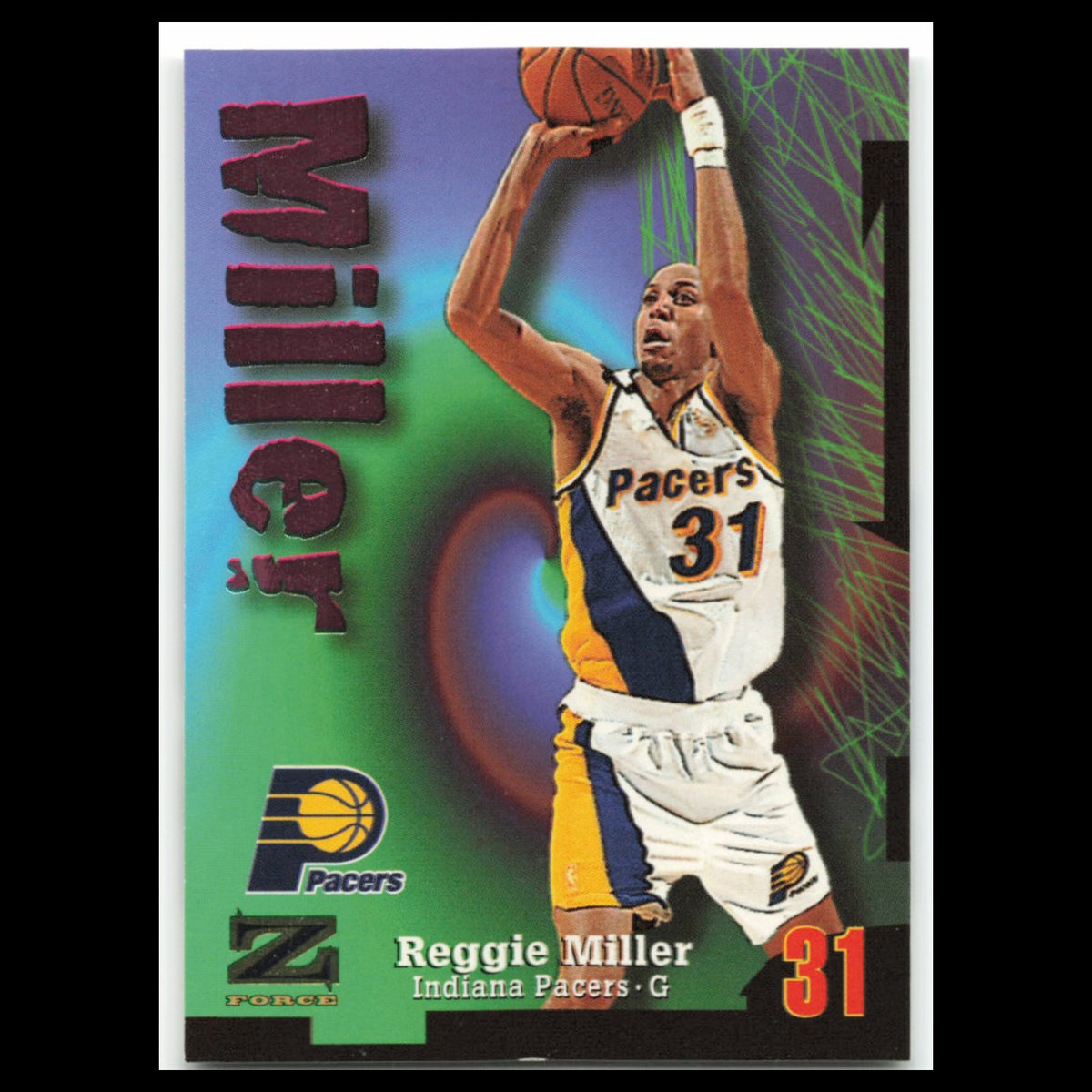 Reggie Miller #31 1997 SkyBox Z-Force Indiana Pacers Basketball Card NBA NM