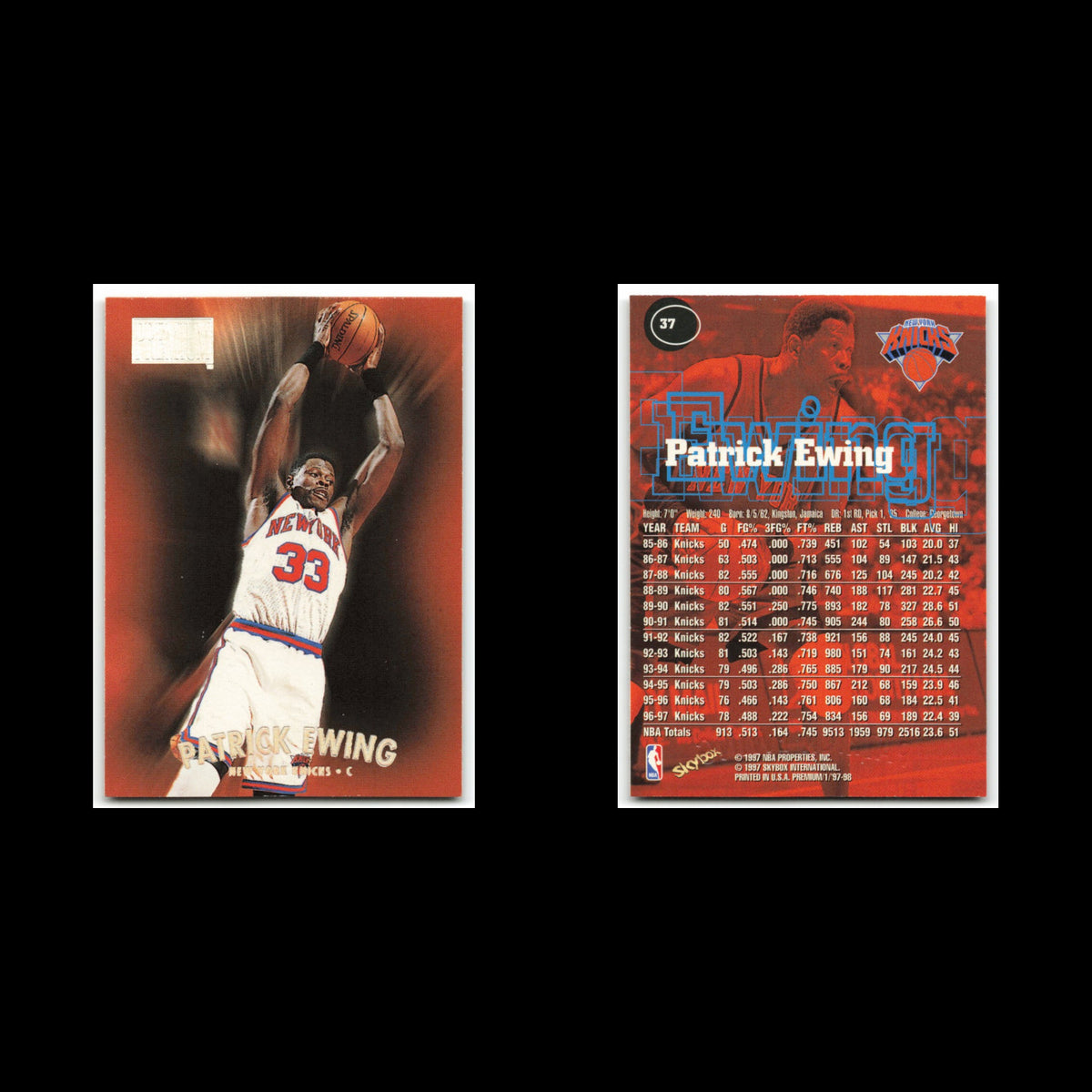 Patrick Ewing #37 1997 SkyBox Premium New York Knicks Basketball Card NBA NM