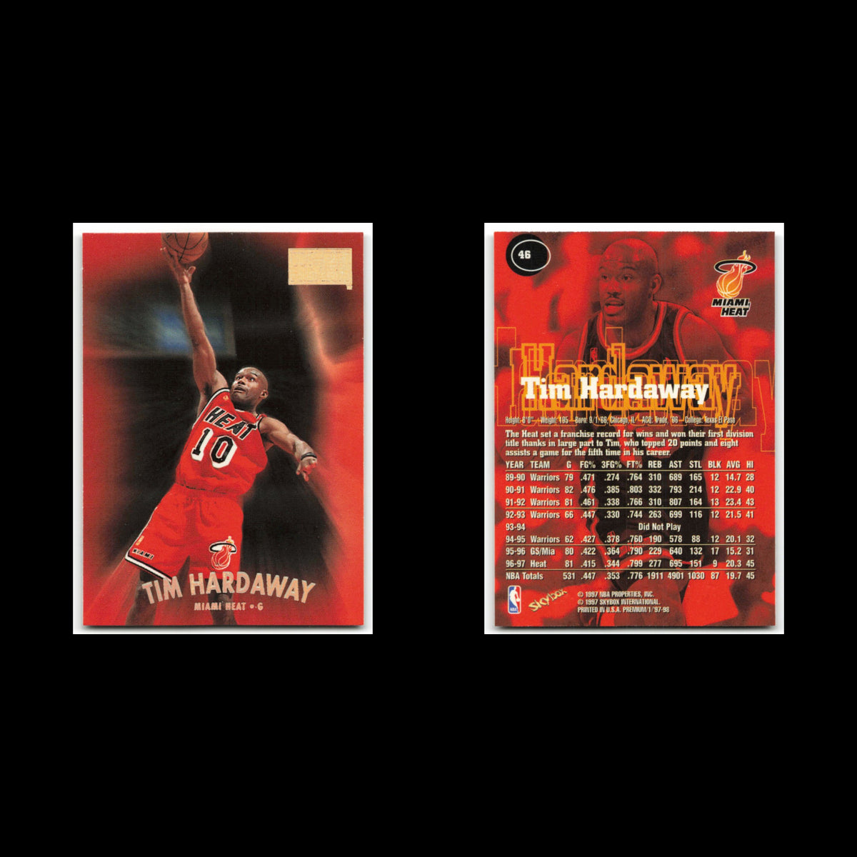 Tim Hardaway #46 1997 SkyBox Premium Miami Heat Basketball Card NBA NM