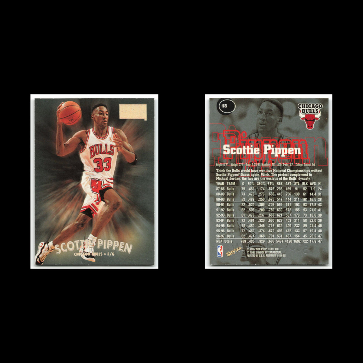 Scottie Pippen #48 1997 SkyBox Premium Chicago Bulls Basketball Card NBA NM