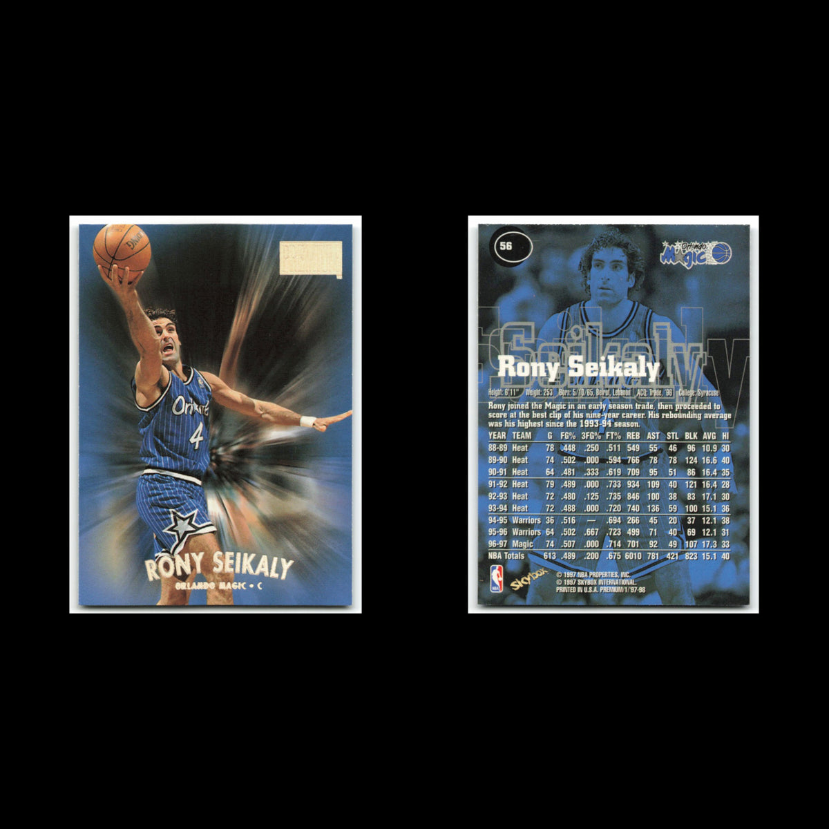 Rony Seikaly #56 1997 SkyBox Premium Orlando Magic Basketball Card NBA NM