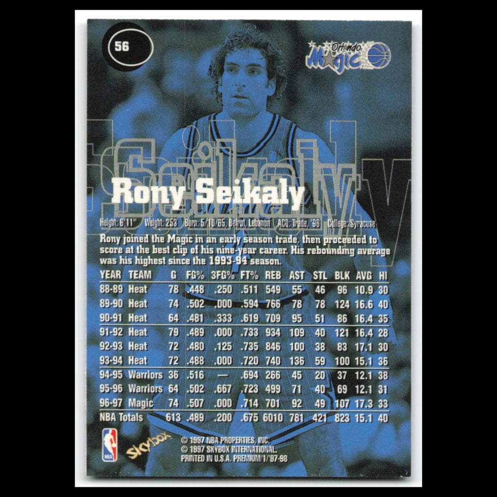 Rony Seikaly #56 1997 SkyBox Premium Orlando Magic Basketball Card NBA NM