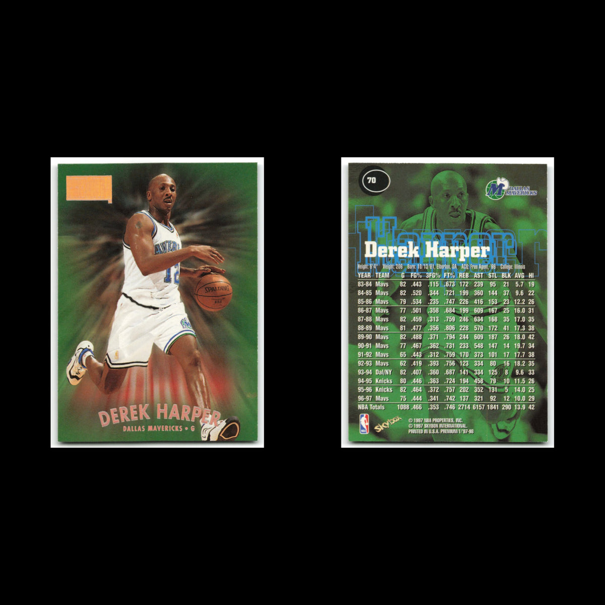Derek Harper #70 1997 SkyBox Premium Dallas Mavericks Basketball Card NBA NM