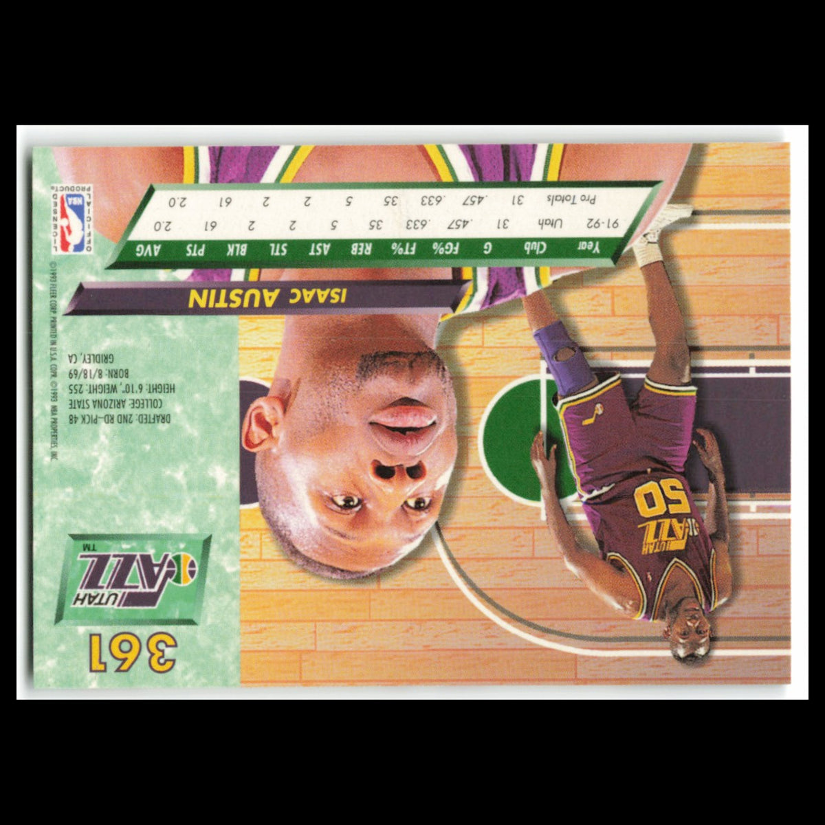 Isaac Austin #361 1992 Fleer Ultra Utah Jazz Basketball Card NBA NM