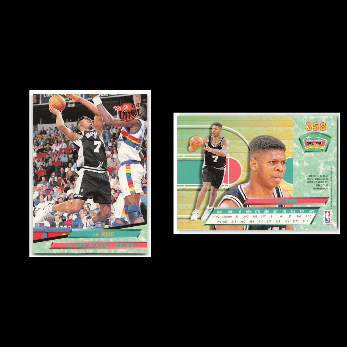 J.R. Reid #111 1992 Fleer Ultra San Antonio Spurs Basketball Card NBA NM