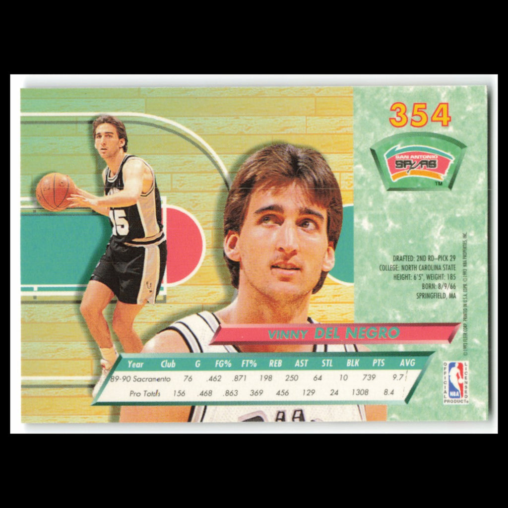 Vinny Del Negro #354 1992 Fleer Ultra San Antonio Spurs Basketball Card NBA NM