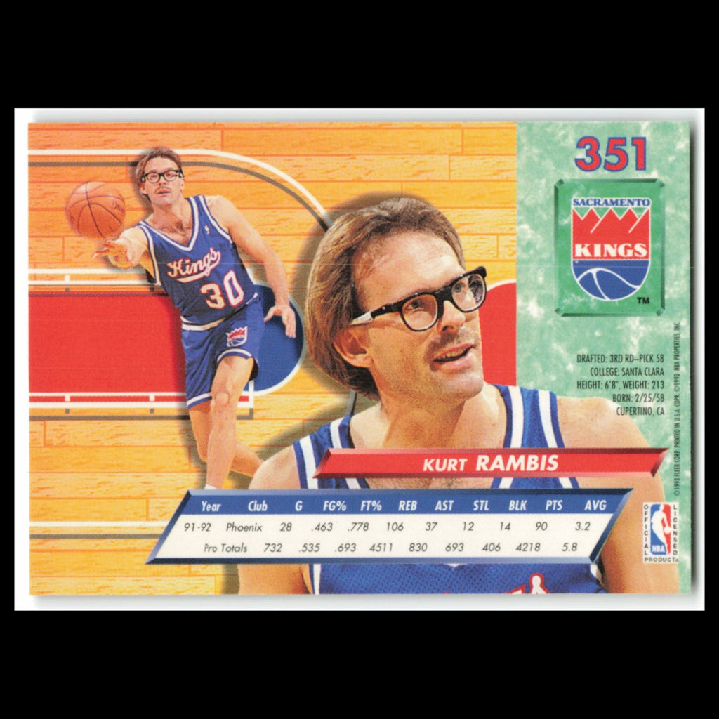 Kurt Rambis #351 1992 Fleer Ultra Sacramento Kings Basketball Card NBA NM