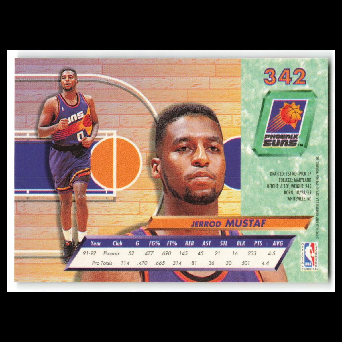 Jerrod Mustaf #342 1992 Fleer Ultra Phoenix Suns Basketball Card NBA NM