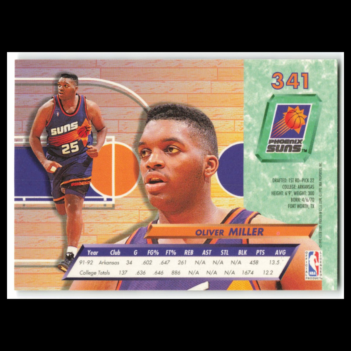 Oliver Miller Rookie #341 1992 Fleer Ultra Phoenix Suns Basketball Card NBA NM